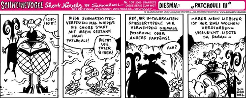 Cartoon: Schweinevogel Patchouli III (medium) by Schweinevogel tagged parfüm,grufties,funny,cartoon,doof,iron,schwarwel,schweinevogel