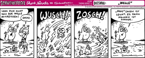 Cartoon: Schweinevogel Welle (medium) by Schweinevogel tagged schweinevogel,sid,schwarwel,iron,doof,pinkelcartoon,funny,wasser,welle,baden
