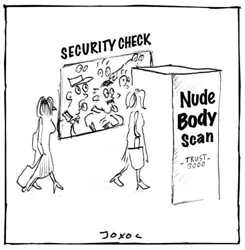 Cartoon: Nude Body Scan (medium) by joxol tagged nude,body,scanner,security,check,airport,naked,business