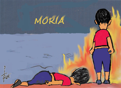 Cartoon: Aylan Kurdi 2.0 (medium) by tiede tagged moria,flüchtlingslager,brand,migration,aylan,kurdi,tiede,cartoon,karikatur,moria,flüchtlingslager,brand,migration,aylan,kurdi,tiede,cartoon,karikatur