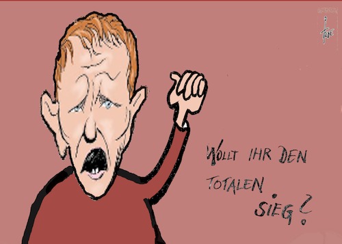 Cartoon: Björn Höcke (medium) by tiede tagged höcke,afd,thüringen,goebbels,krieg,tiede,cartoon,karikatur,höcke,afd,thüringen