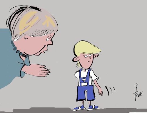 Cartoon: Diplomatie (medium) by tiede tagged trump,merkel,diplomatie,cartoon,tiede,karikatur,tiedemann,trump,merkel,diplomatie,cartoon,tiede,karikatur,tiedemann