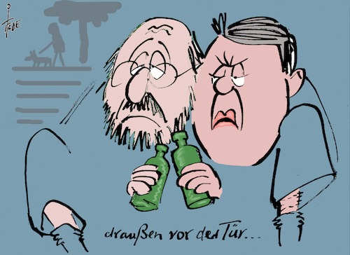 Cartoon: draußen (medium) by tiede tagged sigmar,gabriel,martin,schulz,spd,groko,tiede,cartoon,karikatur,sigmar,gabriel,martin,schulz,spd,groko,tiede,cartoon,karikatur