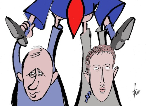 Cartoon: Facebook und Co. (medium) by tiede tagged zuckerberg,putin,trump,usa,wahlen,tiede,cartoon,karikatur,zuckerberg,putin,trump,usa,wahlen,tiede,cartoon,karikatur