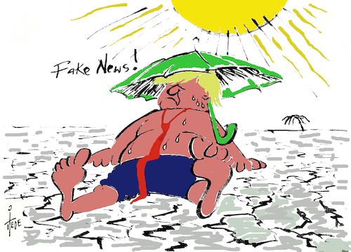 Cartoon: Fake News (medium) by tiede tagged klimawandel,trump,tiede,cartoon,karikatur,klimawandel,trump,tiede,cartoon,karikatur