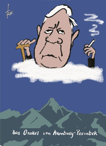 Cartoon: Helmut Schmidt (medium) by tiede tagged orakel,helmut,schmidt,hamburg,barmbek,altbundeskanzler,tiede,cartoon,orakel,helmut,schmidt,hamburg,barmbek,altbundeskanzler,tiede,cartoon