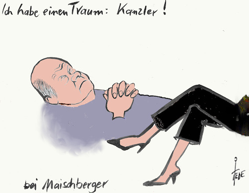 Cartoon: Kanzler (medium) by tiede tagged scholz,maischberger,tiede,cartoon,karikatur,scholz,maischberger,tiede,cartoon,karikatur