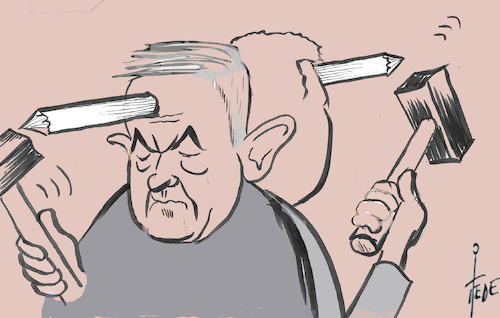 Cartoon: Netanjahu (medium) by tiede tagged israel,palestina,krieg,tiede,israel,palestina,krieg,tiede