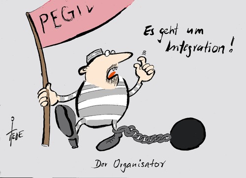 Cartoon: Pegida - Integration (medium) by tiede tagged integration,kriminalität,straftaten,bachmann,organisator,pegida,pegida,organisator,bachmann,straftaten,kriminalität,integration