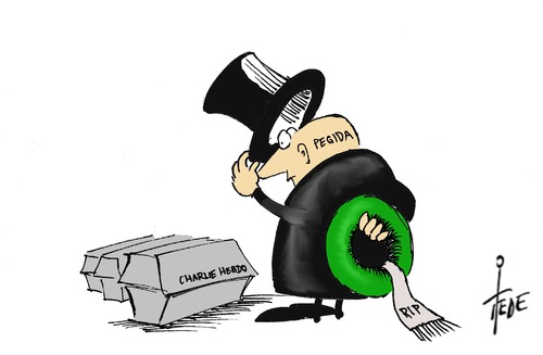 Cartoon: Arme Zecken (medium) by tiede tagged rip,hebdo,charlie,pegida,pegida,charlie,hebdo,rip