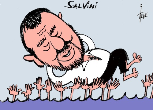 Cartoon: Salvini (medium) by tiede tagged salvini,migration,lampedusa,flüchtlingspolitik,akzeptanz,tiede,cartoon,karikatur,salvini,migration,lampedusa,flüchtlingspolitik,akzeptanz,tiede,cartoon,karikatur