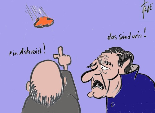 Cartoon: SPD (medium) by tiede tagged schroeder,gerhard,agenda,spd,asteroid,doppelspitze,walter,borjans,esken,groko,tiede,cartoon,karikatur,schroeder,gerhard,agenda,spd,asteroid,doppelspitze,walter,borjans,esken,groko,tiede,cartoon,karikatur