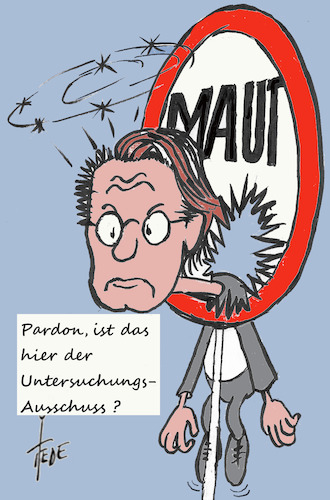 Cartoon: Untersuchungsausschuss (medium) by tiede tagged scheuer,untersuchungsausschuss,maut,tiede,cartoon,karikatur,scheuer,untersuchungsausschuss,maut,tiede,cartoon,karikatur