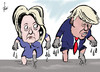 Cartoon: Clinton - Trump (small) by tiede tagged hillary,clinton,donald,trump,usa,tiede,cartoon,karikatur
