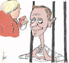 Cartoon: Navalny (small) by tiede tagged navalny,haft,merkel,dank,tiede,cartoon,karikatur