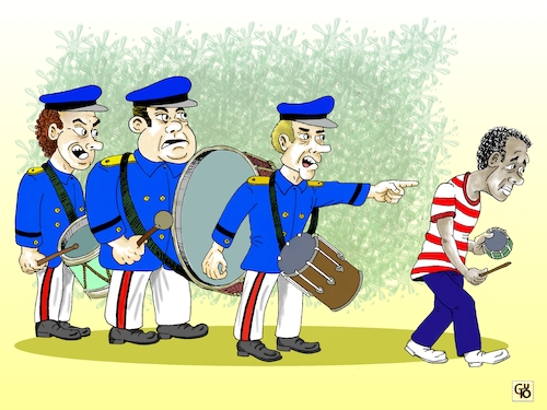 Cartoon: Out of band - fora da banda (medium) by Guto Camargo tagged racism