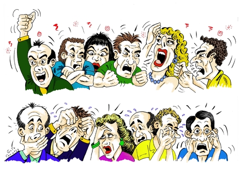 Cartoon: Two Moments  - 2 momentos (medium) by Guto Camargo tagged pessoas,rostos,raiva,people