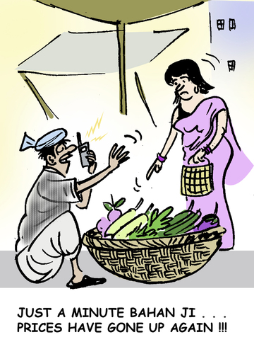 Cartoon: inflation in India (medium) by shyamjagota tagged indian,cartoonist,shyam,jagota