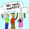 Cartoon: protesters (small) by mfarmand tagged protesters,markers,signs