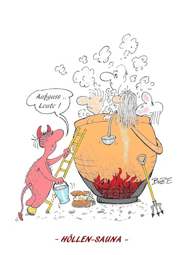 Cartoon: Höllensauna (medium) by BuBE tagged sauna,wellness,gesundheit,hölle,teufel
