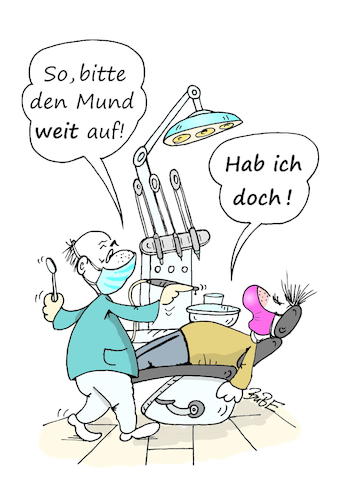 Cartoon: Mundschutz (medium) by BuBE tagged corona,zahnarzt,mundschutz,behandlung,ansteckung,mundschutzpflicht,virus