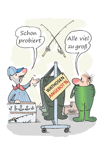 Cartoon: Wathose (medium) by BuBE tagged angler,angeln,fischen,angelausrüstung,sale,anglerbedarf,angler,angeln,fischen,angelausrüstung,sale,anglerbedarf