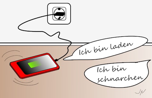 Cartoon: Aufladen (medium) by Jochen N tagged laden,aufladen,stecker,steckdose,strom,smartphone,schlafen,schnarchen
