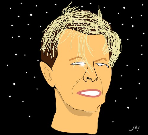 Cartoon: David Bowie (medium) by Jochen N tagged david,bowie,musik,musical,lazarus,weltraum,space,major,tom,star,stern,ziggy,stardust,jenseits,tod,seele,pop,chamäleon