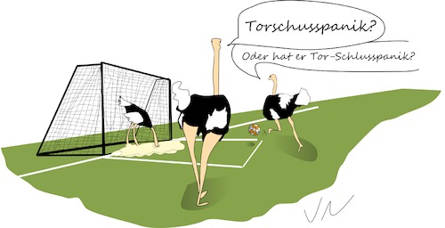 Cartoon: Torheit (medium) by Jochen N tagged dummheit,dumm,vogel,strauß,kopf,sand,fußball,tor,rasen,ball,strafraum,torschuss,torschlusspanik