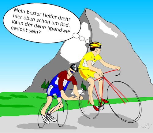 Cartoon: Tour de France (medium) by Jochen N tagged fahrrad,rad,doping,sprint,berg,kittel,froome,etappe,sommer,fels