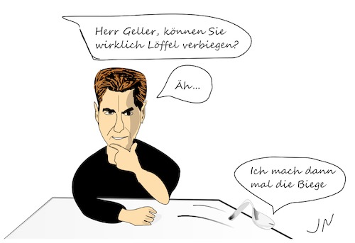 Cartoon: Uri Geller (medium) by Jochen N tagged uri,geller,löffel,biegen,verbiegen,übernatürlich,paranormal,zaubern,biege
