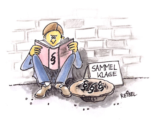 Cartoon: Klage-Sammler (medium) by REIBEL tagged vw,diesel,affäre,verbraucher,schutz,mandant,anwalt,sammelklage,jura,juristerei,richter,klage,paragraf,sammeln,spende,buch,bettler,vw,diesel,affäre,verbraucher,schutz,mandant,anwalt,sammelklage,jura,juristerei,richter,klage,paragraf,sammeln,spende,buch,bettler