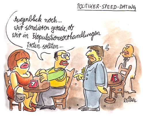 Cartoon: politiker-speed-dating (medium) by REIBEL tagged speed,dating,politik,politiker,koalition,verhandlung,kopulation,blind,date,bar,kneipe,speed,dating,politik,politiker,koalition,verhandlung,kopulation,sex,blind,date,bar,kneipe