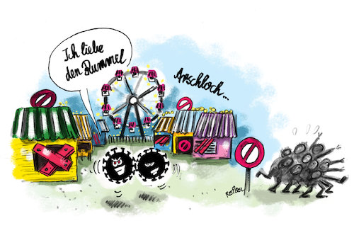 Cartoon: Rummel (medium) by REIBEL tagged corona,virus,kirmes,volksfest,absage,flucht,lockdown,rummel,platz,plage,geister,corona,virus,kirmes,volksfest,absage,flucht,lockdown,rummel,platz,plage,geister