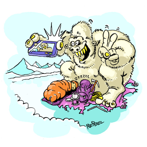 Cartoon: Selfie (medium) by REIBEL tagged yeti,smartphone,selfie,himalaya,eis,schnee,bergsteiger,schlafen,dieb,heimlich,yeti,smartphone,selfie,himalaya,eis,schnee,bergsteiger,schlafen,dieb,heimlich