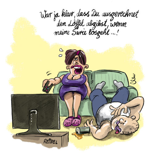 Cartoon: Serienjunkies (medium) by REIBEL tagged serien,junkie,couch,tv,streaming,tod,wohnzimmer,ehe,paar,sofa,fernsehen,ärger,infarkt,beziehung,serien,junkie,couch,tv,streaming,tod,wohnzimmer,ehe,paar,sofa,fernsehen,ärger,infarkt,beziehung