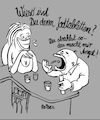 Cartoon: Strahlungsarm (small) by REIBEL tagged jod,atom,strahlung,beziehung,mann,frau,angst