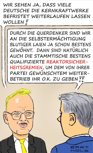 Cartoon: AKW-Sicherheit kann jeder! (medium) by Barthold tagged atomkraftwerke,emsland,nekarwestheim,isar,zwei,regierungsbeschluss,abschaltung,april,2023,wunsch,weiterbetrieb,stellungnahme,michael,kruse,fdp,berufung,wille,bürger,fehlende,qualifikation,bewertung,reaktorsicherheit,vergleich,querdenker,selbstermächtigung,jedweder,entscheidungen,cartoon,karikatur,barthold,atomkraftwerke,emsland,nekarwestheim,isar,zwei,regierungsbeschluss,abschaltung,april,2023,wunsch,weiterbetrieb,stellungnahme,michael,kruse,fdp,berufung,wille,bürger,fehlende,qualifikation,bewertung,reaktorsicherheit,vergleich,querdenker,selbstermächtigung,jedweder,entscheidungen,cartoon,karikatur,barthold