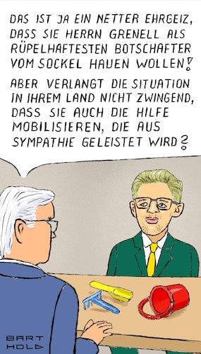 Cartoon: Andrij Melnyk (medium) by Barthold tagged andrij,melnyk,botschafter,ukraine,berlin,deutschland,unhöflich,undiplomatisch,distanzlos,frank,walter,steinmeier,gespräch,vergleich,richard,grenell,beleidigte,leberwurst,kindergarten,cartoon,karikatur,barthold,andrij,melnyk,botschafter,ukraine,berlin,deutschland,unhöflich,undiplomatisch,distanzlos,frank,walter,steinmeier,gespräch,vergleich,richard,grenell,beleidigte,leberwurst,kindergarten,cartoon,karikatur,barthold