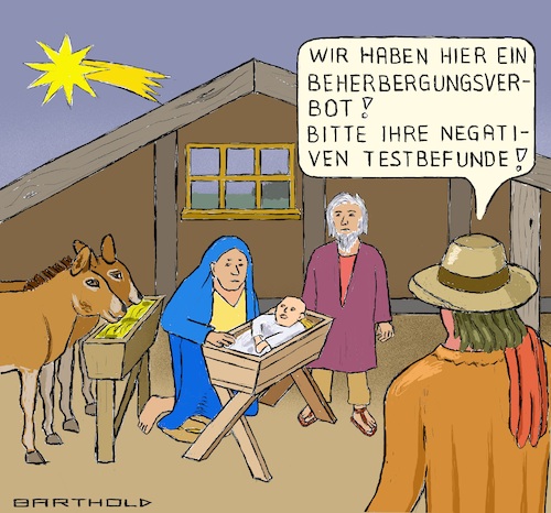 Cartoon: Beherbergungsverbot (medium) by Barthold tagged bundesländer,corona,verordnungen,beherbergungsverbot,reisende,hotspots,negativer,testbefund,heilige,familie,maria,josef,christuskind,esel,krippe,bauer,stern,bethlehem,cartoon,karikatur,barthold,bundesländer,corona,verordnungen,beherbergungsverbot,reisende,hotspots,negativer,testbefund,heilige,familie,maria,josef,christuskind,esel,krippe,bauer,stern,bethlehem,cartoon,karikatur,barthold