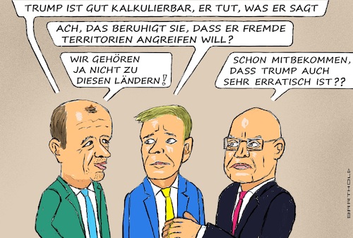 Cartoon: Deutsches Geplauder üb. Trump (medium) by Barthold tagged frage,umgang,mit,einschätzung,trump,widerspruch,merz,urteil,kalkulierbar,andreas,michaelis,botschafter,washington,prognose,präsident,wird,politische,ordnung,umstoßen,cartoon,karikatur,barthold,frage,umgang,mit,einschätzung,trump,widerspruch,merz,urteil,kalkulierbar,andreas,michaelis,botschafter,washington,prognose,präsident,wird,politische,ordnung,umstoßen,cartoon,karikatur,barthold