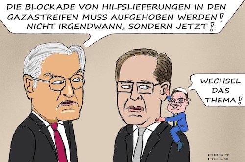 Cartoon: Die Rechten sind immer dabei! (medium) by Barthold tagged treffen,frank,walter,steinmeier,jitzchak,herzog,berlin,sechzig,jahre,diplomatische,beziehungen,israel,deutschland,ermahnung,erfüllung,kriegsrecht,menschenrechtscharta,blockade,hilfslieferungen,gaza,einflüsterer,itamar,ben,gvir,otzma,yehudit,ultra,nationalistisch,mitglied,koalition,cartoon,karikatur,barthold,treffen,frank,walter,steinmeier,jitzchak,herzog,berlin,sechzig,jahre,diplomatische,beziehungen,israel,deutschland,ermahnung,erfüllung,kriegsrecht,menschenrechtscharta,blockade,hilfslieferungen,gaza,einflüsterer,itamar,ben,gvir,otzma,yehudit,ultra,nationalistisch,mitglied,koalition,cartoon,karikatur,barthold