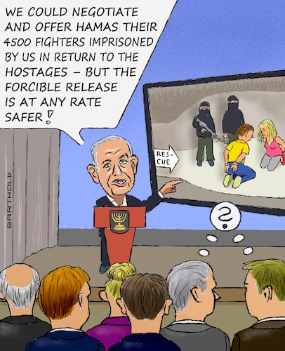 Cartoon: Does he believe what he says? (medium) by Barthold tagged israel,gaza,hamas,war,ground,offensive,october,2023,benjamin,netanyahu,endangerment,hostages,advocating,forcible,release,method,doubtful,hurdle,tunnel,system,difficult,conquer,hardly,conquerable,display,extension,guard,guardsman,cartoon,caricature,barthold,he,israel,gaza,hamas,war,ground,offensive,october,2023,benjamin,netanyahu,endangerment,hostages,advocating,forcible,release,method,doubtful,hurdle,tunnel,system,difficult,conquer,hardly,conquerable,display,extension,guard,guardsman,cartoon,caricature,barthold