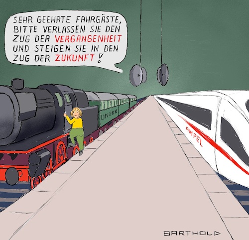 Cartoon: Durchsage (medium) by Barthold tagged angela,merkel,abschied,ausscheiden,bundeskanzlerin,union,cdu,csu,abgewählt,vergangenheit,neue,regierung,ampel,koalition,zukunft,dampflok,ice,bahnhof,bahnsteig,lautsprecher,durchsage,cartoon,karikatur,barthold,angela,merkel,bundeskanzlerin,union,cdu,csu,abgewählt,vergangenheit,neue,regierung,ampel,koalition,zukunft,dampflok,ice,bahnhof,bahnsteig,lautsprecher,durchsage,cartoon,karikatur,barthold