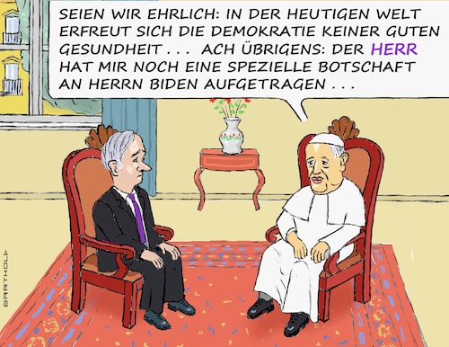 Cartoon: Göttliche Botschaft (medium) by Barthold tagged joe,biden,desaströses,streitgespräch,duell,kein,zurückziehen,kandidatur,erhöhung,chancen,trump,fiktives,interview,reporter,papst,franziskus,sorge,zustand,demokratien,überbringer,gottes,wille,cartoon,karikatur,barthold,joe,biden,desaströses,streitgespräch,duell,kein,zurückziehen,kandidatur,erhöhung,chancen,trump,fiktives,interview,reporter,papst,sorge,zustand,demokratien,überbringer,gottes,wille,cartoon,karikatur,barthold