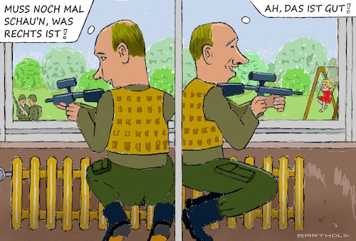 Cartoon: Im Visier (medium) by Barthold tagged putin,ukrainekrieg,frühjahrsoffensive,märz,2026,rohrkrepierer,kein,ertrag,ersatzhandlung,bombardierung,städte,dnipro,charkiw,kriegsverbrechen,terrorismus,sinnbild,kind,schaukel,wladimir,verschanzter,schütze,cartoon,karikatur,barthold,putin,ukrainekrieg,frühjahrsoffensive,märz,2026,rohrkrepierer,kein,ertrag,ersatzhandlung,bombardierung,städte,dnipro,charkiw,kriegsverbrechen,terrorismus,sinnbild,kind,schaukel,wladimir,verschanzter,schütze,cartoon,karikatur,barthold