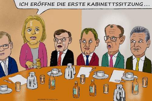 Cartoon: Keine böse Absicht n. Gewohnheit (medium) by Barthold tagged kabinett,merz,sitzung,kabinettstisch,carsten,schneider,umwelt,bärbel,bas,sozialministerin,rudolf,wadephul,außenminister,lars,klingbeil,finanzen,friedrich,bundeskanzler,thorsten,frei,kanzleramt,dame,leitet,hammer,gewohnheit,cartoon,karikatur,barthold,kabinett,merz,sitzung,kabinettstisch,carsten,schneider,umwelt,bärbel,bas,sozialministerin,rudolf,wadephul,außenminister,lars,klingbeil,finanzen,friedrich,bundeskanzler,thorsten,frei,kanzleramt,dame,leitet,hammer,gewohnheit,cartoon,karikatur,barthold