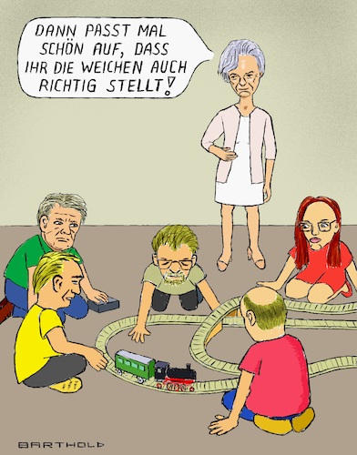 Cartoon: Konzertierte Aktion 2022 (medium) by Barthold tagged hohe,inflation,acht,prozent,konzertierte,aktion,regierung,arbeitgeber,wirtschaftsvertreter,gewerkschaften,bundesbank,kinder,elektrische,eisenbahn,christian,lindner,robert,habeck,rainer,dulger,yasmin,fahimi,olaf,scholz,christine,lagarde,präsidentin,ezb,europäische,zentralbank,cartoon,karikatur,barthold,hohe,inflation,acht,prozent,konzertierte,aktion,regierung,arbeitgeber,wirtschaftsvertreter,gewerkschaften,bundesbank,kinder,elektrische,eisenbahn,christian,lindner,robert,habeck,rainer,dulger,yasmin,fahimi,olaf,scholz,christine,lagarde,präsidentin,ezb,europäische,zentralbank,cartoon,karikatur,barthold