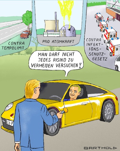 Cartoon: Parteiprogramm - Risiko (medium) by Barthold tagged christian,lindner,fdp,positionierung,contra,tempolimit,infektionsschutzgesetz,herbst,pro,atomenergie,nutzung,kernkraft,inkaufnahme,risiken,porsche,carrera,reporter,autounfall,autobahn,risse,reaktorkuppel,warteschlange,krankenwagen,aufnahme,krankenhaus,cartoon,karikatur,barthold,christian,lindner,fdp,positionierung,contra,tempolimit,infektionsschutzgesetz,herbst,pro,atomenergie,nutzung,kernkraft,inkaufnahme,risiken,porsche,carrera,reporter,autounfall,autobahn,risse,reaktorkuppel,warteschlange,krankenwagen,aufnahme,krankenhaus,cartoon,karikatur,barthold