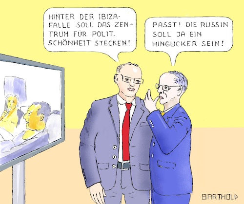 Cartoon: Spekulation (medium) by Barthold tagged hans,christian,strache,frau,gudenus,zps,zentrum,politische,schönheit,aljona,makarova,ibiza,villa,video,hintermänner,regierungskrise,fpö,kronenzeitung,bestechung,schwarzgeld,spiegel,süddeutsche,zeitung